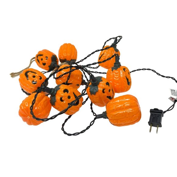 Halloween Blow Mold 10- Pumpkin Jack‎ O Lantern String Lights 10 Feet Long - Picture 1 of 6